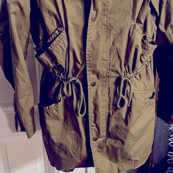 Zara Women Round Neck Cinch Waist Green Drawstring Jacket Sz S Women - Picture 4 of 9